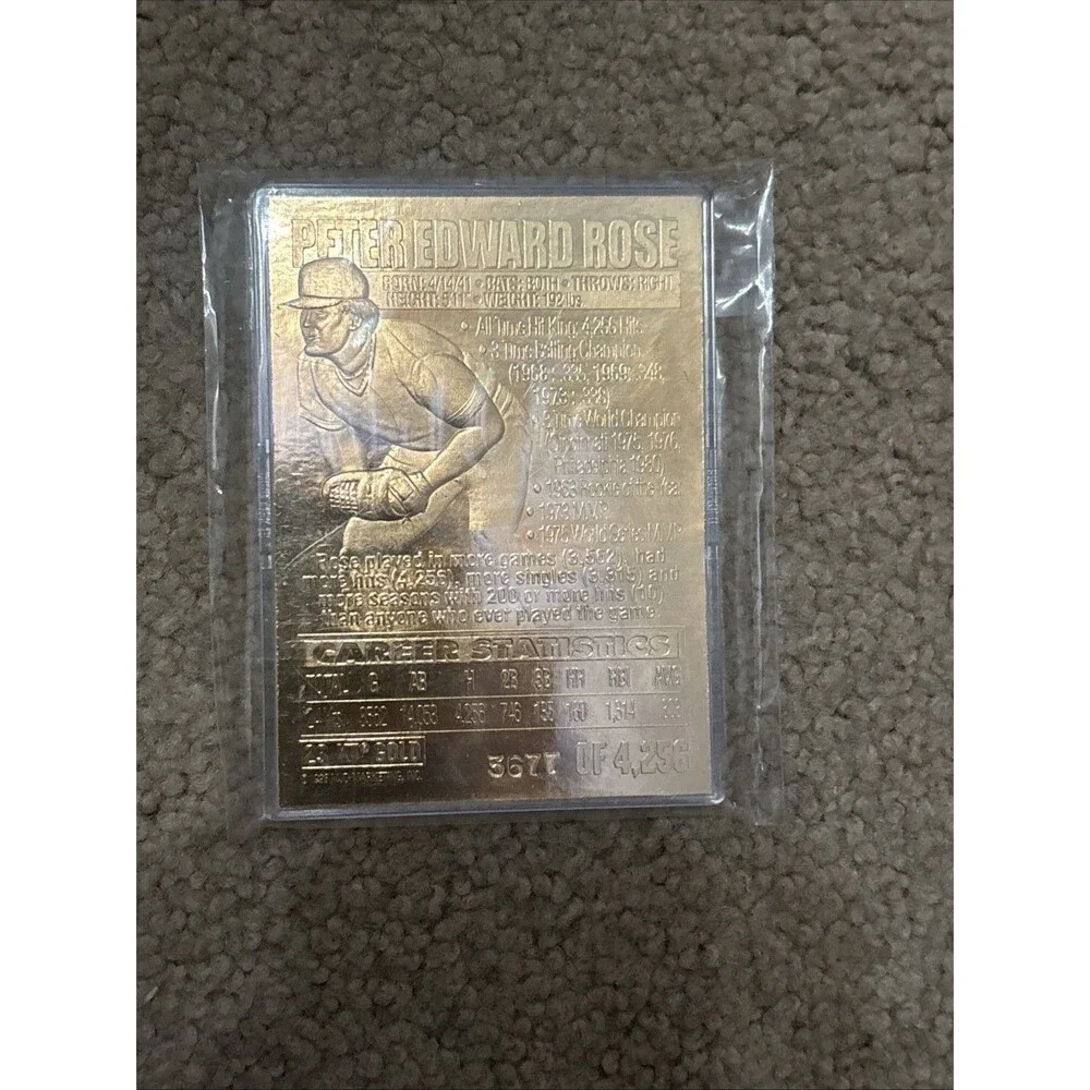 1996 Pete Rose Trading Card 23kt Gold Card In Box #3677/4256